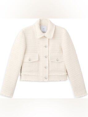 Mango tweed jacket white Ivory Bouclé Cropped Jacket BNWT Chic Chanel Inspired M